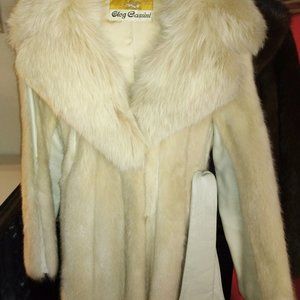 GORGEOUS OLEG CASSINI BLONDE MINK COAT w/ LEATHER BELT SIZE SMALL